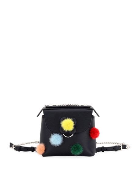 Fendi Back to School Mini Mink Pompom Backpack/Crossbody Bag